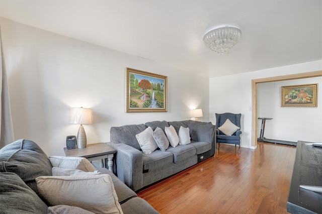 2750 Olinville Ave Unit 1K, Bronx, NY 10467 - living area with a notable chandelier and hardwood / wood-style flooring