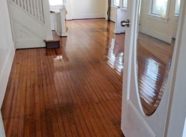 interior space featuring baseboards and hardwood / wood-style flooring