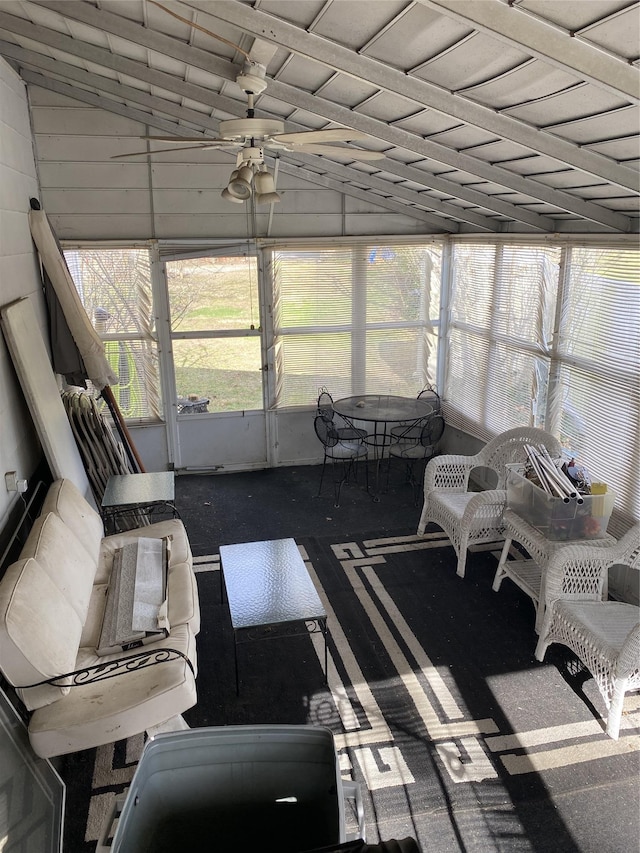433 Browns Rd, Nesconset, NY 11767 - sunroom / solarium featuring a ceiling fan and lofted ceiling