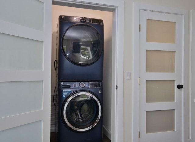 1211 Gulf Rd, Livingston Manor, NY 12724 - laundry room featuring estacked washer and dryer