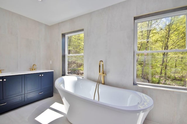 1211 Gulf Rd, Livingston Manor, NY 12724 - bathroom with a freestanding bath and double vanity