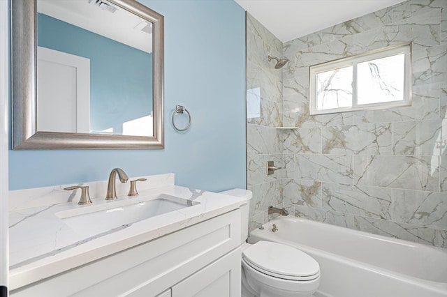 98 S 36th St, Wyandanch, NY 11798 - full bathroom featuring visible vents, vanity, toilet, and washtub / shower combination