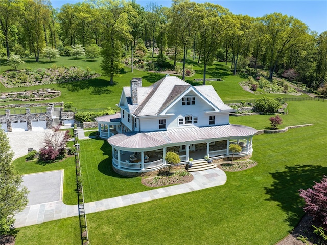 402 Sarles St, Bedford Corners, NY 10549 - aerial view of property and surrounding area with a tree filled landscape