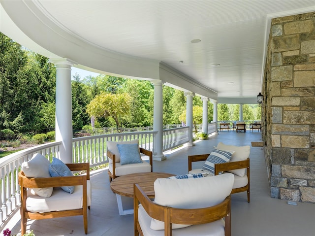 402 Sarles St, Bedford Corners, NY 10549 - view of patio featuring covered porch