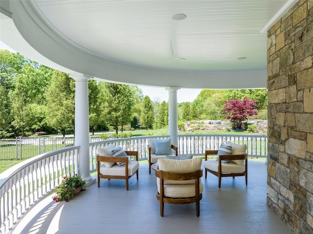 402 Sarles St, Bedford Corners, NY 10549 - view of patio / terrace with outdoor lounge area and covered porch