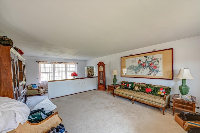 living room featuring carpet