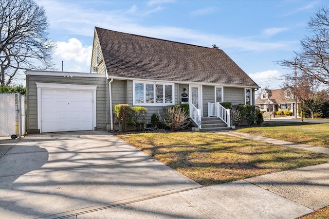 310 Clark Blvd, Massapequa Park, NY 11762 - view of front of property featuring a front yard, an attached garage, roof with shingles, and driveway
