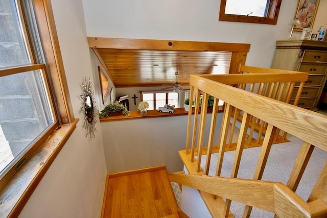 19 W Mitchell St, Smallwood, NY 12778 - stairs featuring wooden ceiling and ceiling fan