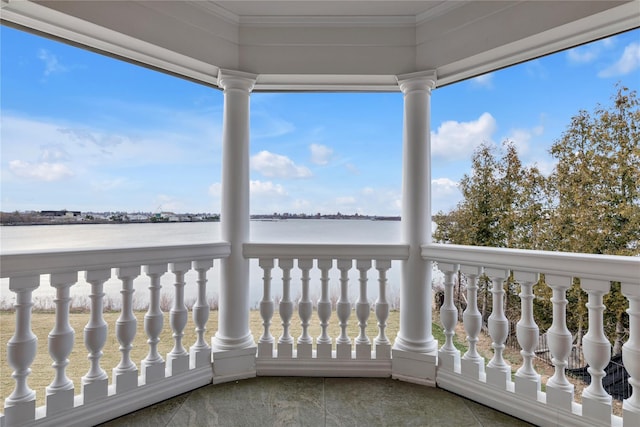 balcony with a water view