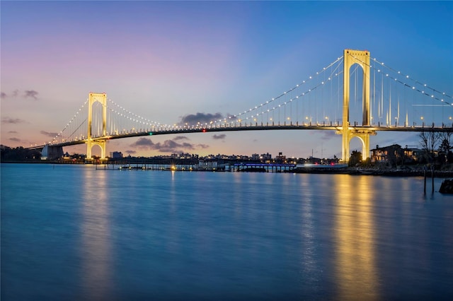 water view featuring a notable bridge