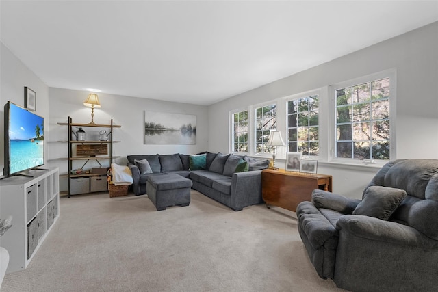 living room with light carpet