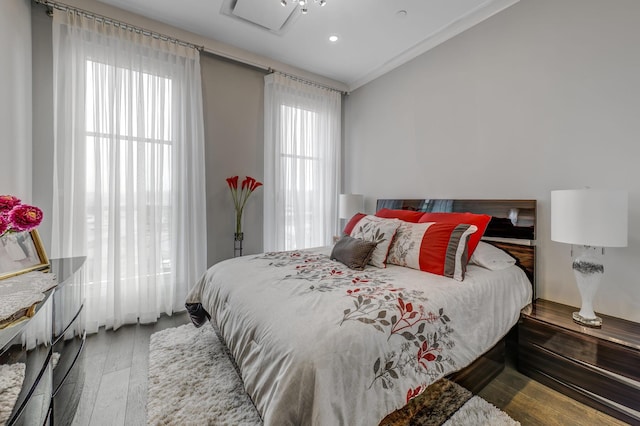100 Garvies Point Rd Unit 1237, Glen Cove, NY 11542 - bedroom with hardwood / wood-style floors and recessed lighting