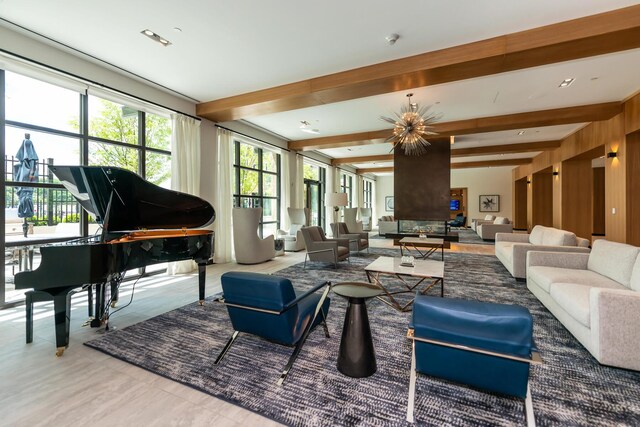 100 Garvies Point Rd Unit 1237, Glen Cove, NY 11542 - common area featuring beam ceiling