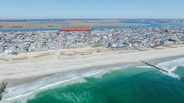 62 Rochester Ave, Long Beach, NY 11561 - drone / aerial view featuring a beach view and a water view