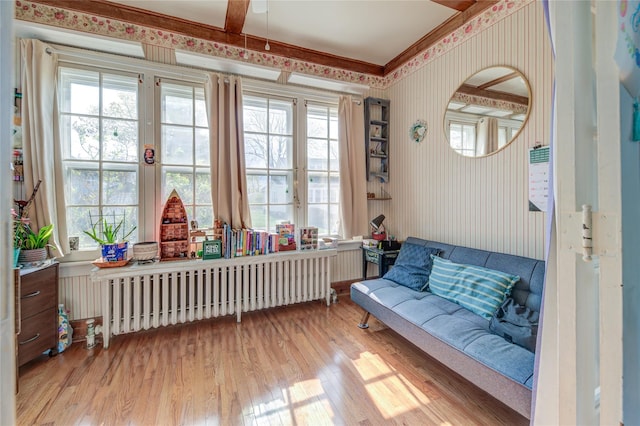 163 Simmons Ave, Call Listing Agent, NY 12047 - living area with radiator, wallpapered walls, wood finished floors, and plenty of natural light