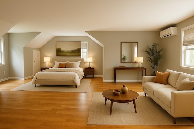 26 Alden Rd, Poughkeepsie, NY 12603 - bedroom featuring a wall mounted air conditioner and light wood-type flooring