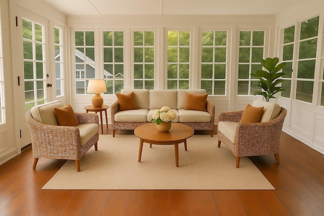 26 Alden Rd, Poughkeepsie, NY 12603 - sunroom with french doors, wood-type flooring, healthy amount of natural light, and a decorative wall