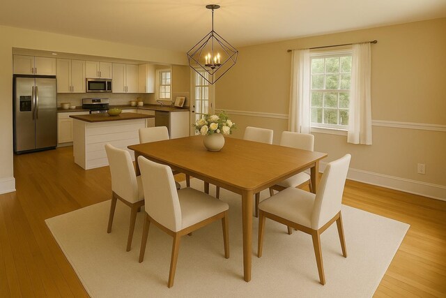 26 Alden Rd, Poughkeepsie, NY 12603 - dining area featuring a chandelier and light wood-style flooring