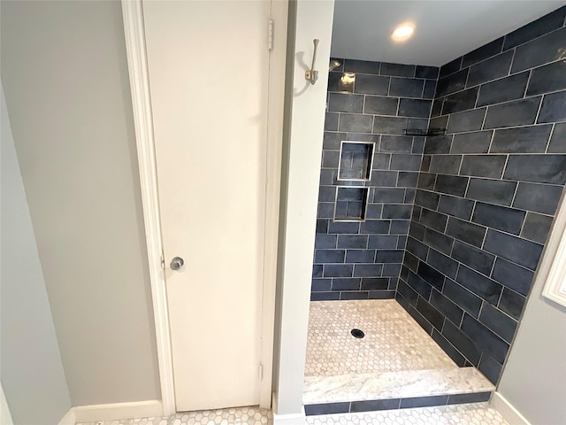 26 Alden Rd, Poughkeepsie, NY 12603 - full bathroom featuring tiled shower, tile patterned floors, and recessed lighting