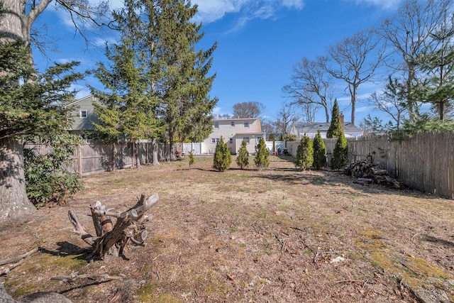 view of yard featuring a fenced backyard