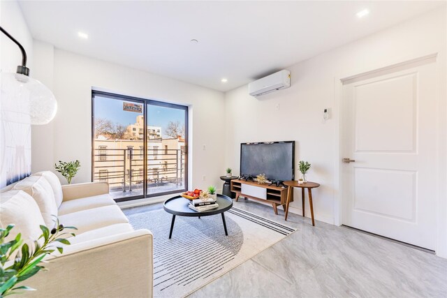 941 57th St Unit 4B, Brooklyn, NY 11219 - living area with a wall mounted air conditioner and recessed lighting