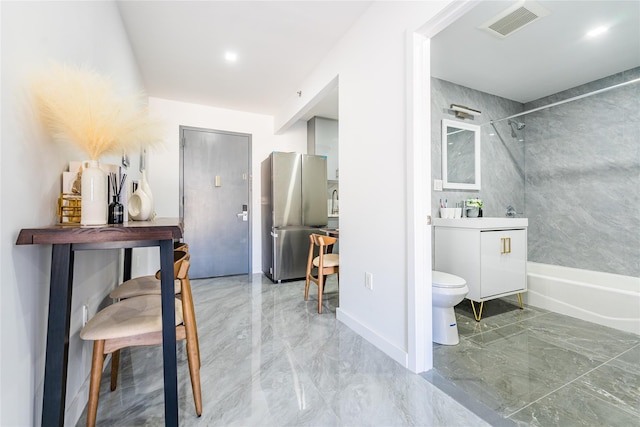 941 57th St Unit 4B, Brooklyn, NY 11219 - hallway featuring visible vents and marble finish floor