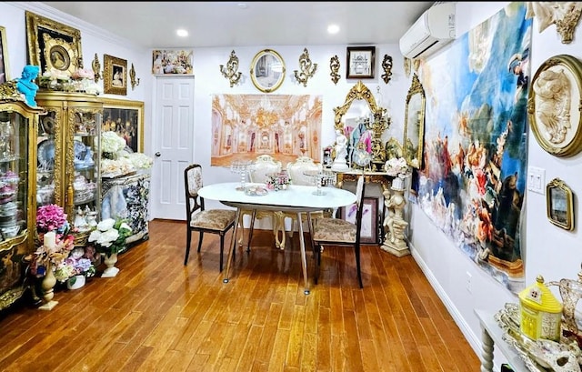 31-12 Union St Unit 4A, Flushing, NY 11354 - dining area with an AC wall unit, wood finished floors, and recessed lighting