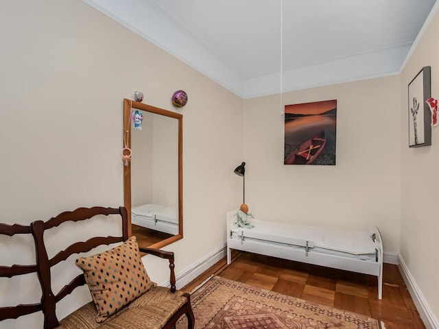 2166 Bronx Park E Unit 1G, Bronx, NY 10462 - living area with ornamental molding and baseboards