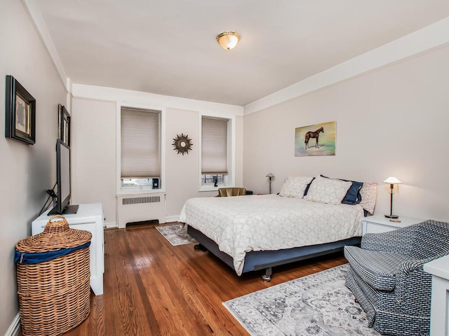 2166 Bronx Park E Unit 1G, Bronx, NY 10462 - bedroom featuring radiator heating unit and dark wood-type flooring