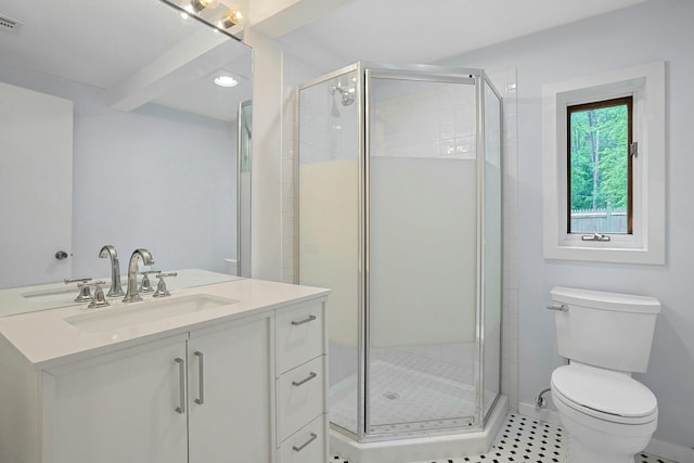 21 Woods Rd, Palisades, NY 10964 - full bath with toilet, vanity, a shower stall, and tile patterned flooring