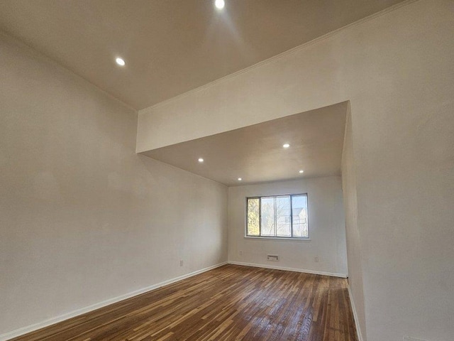 3425 Boller Ave, Bronx, NY 10475 - spare room with baseboards, dark wood-style floors, and recessed lighting