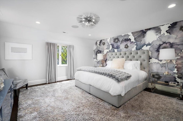 bedroom featuring baseboards and recessed lighting
