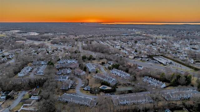 view of aerial view at dusk