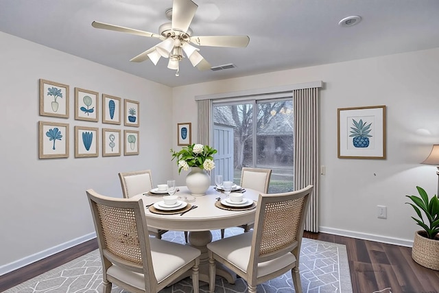 903 Sara Cir Unit 903, Port Jefferson Station, NY 11776 - dining area featuring ceiling fan, wood finished floors, and baseboards