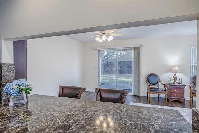 903 Sara Cir Unit 903, Port Jefferson Station, NY 11776 - dining room with wood finished floors, ceiling fan, and baseboards