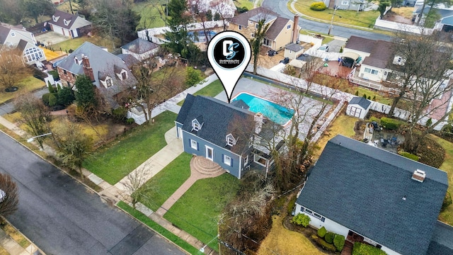 drone / aerial view featuring a residential view