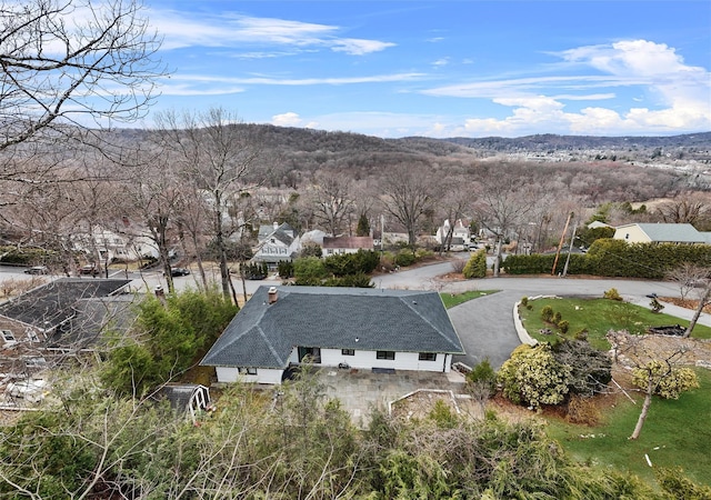 aerial view with a mountain view