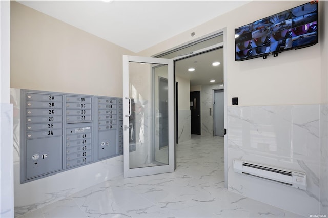 interior space with mail area