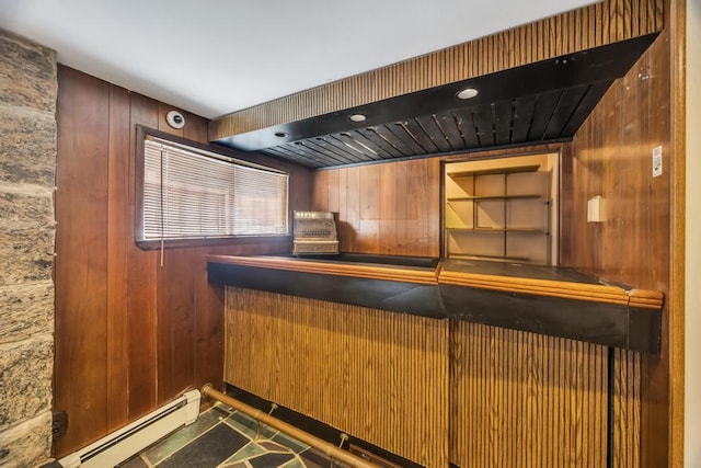 38 Cliff Ln, Levittown, NY 11756 - bar area with baseboard heating and wood walls