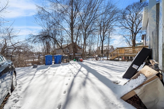 86 Linden Ave, Middletown, NY 10940 - yard layered in snow featuring a wooden deck