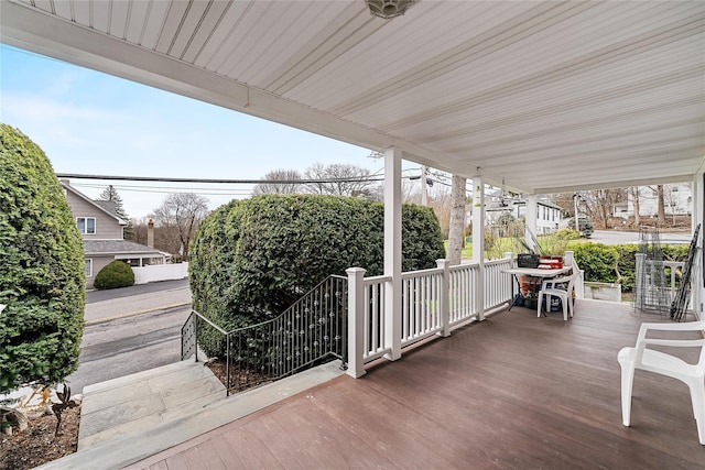 deck with covered porch