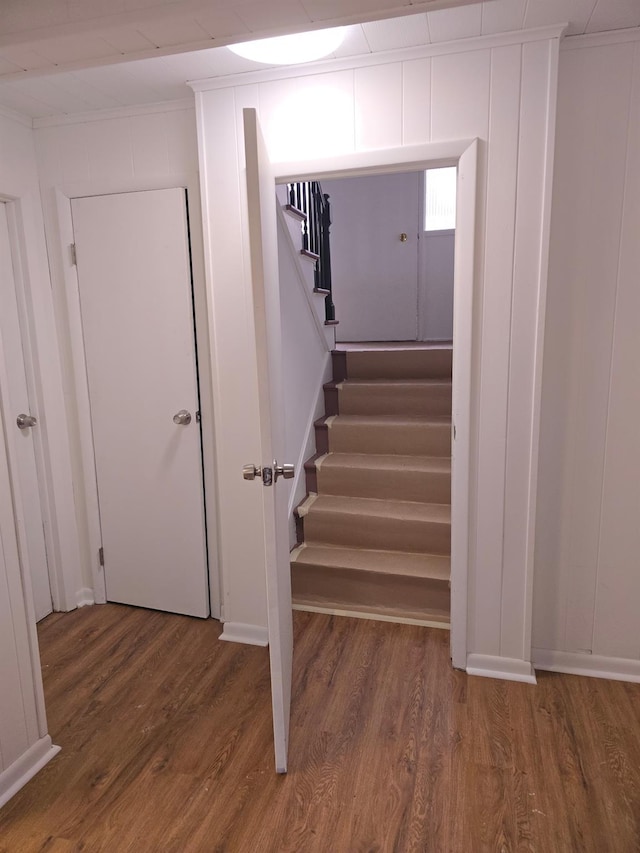 51 Glenerie Ln, Saugerties, NY 12477 - stairway with wood finished floors and a decorative wall