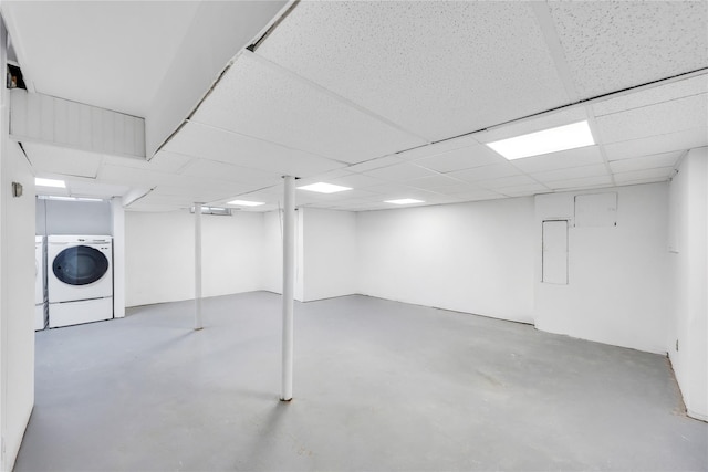 finished basement with washer and dryer