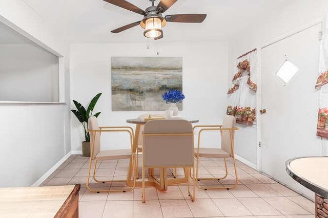 3317 Gunther Ave, Bronx, NY 10469 - tiled dining space featuring a ceiling fan
