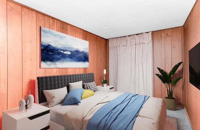 3317 Gunther Ave, Bronx, NY 10469 - bedroom with carpet flooring and wood walls