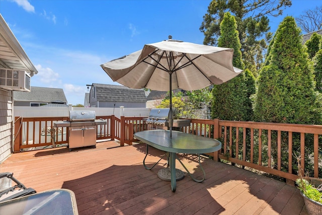 580 Foxhurst Rd, Baldwin, NY 11510 - deck with area for grilling and cooling unit