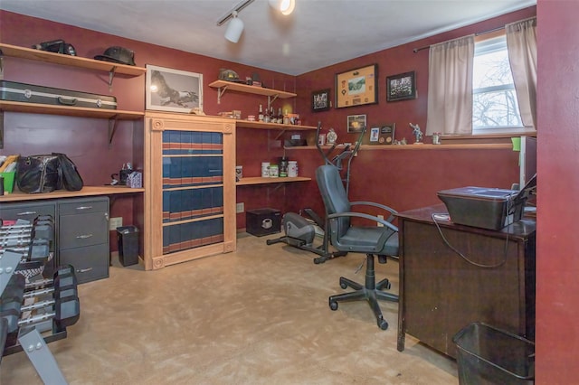 home office featuring track lighting