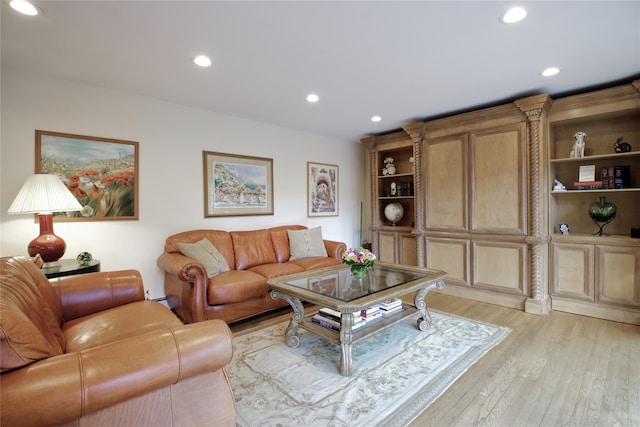 65 Elm Dr, East Hills, NY 11576 - living area featuring light wood-style floors and recessed lighting