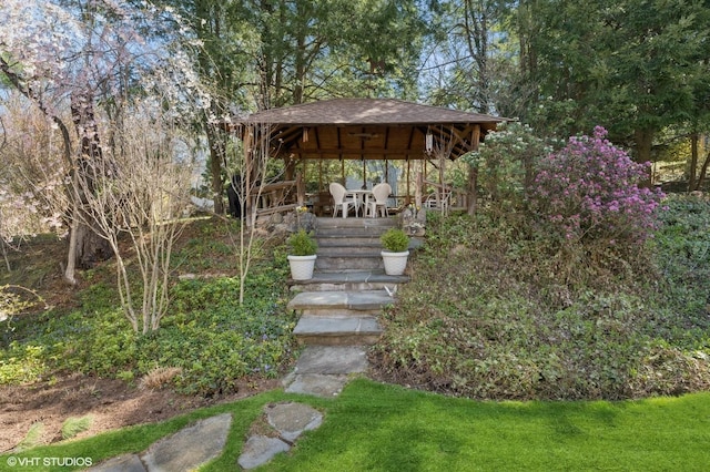 view of yard featuring a gazebo