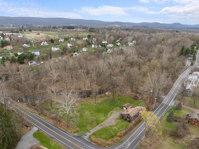 drone / aerial view with a mountain view